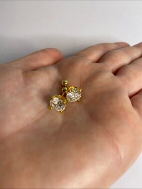 S925 2 Ct Moissanite Gold Screwback Stud Earrings - Classic Sparkle
